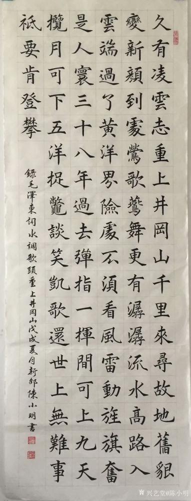 陈小明日记-楷书录毛泽东词＂水调歌头、重上井冈山＂尺寸：67CmX180Cm
“久有凌云志【图1】