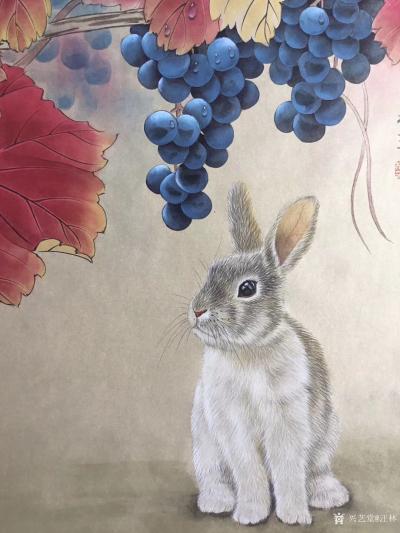 汪林日记-工笔画《红运当头》完成，尺寸60x40cm；《菊花与猫》尺寸60x60cm，近作【图2】