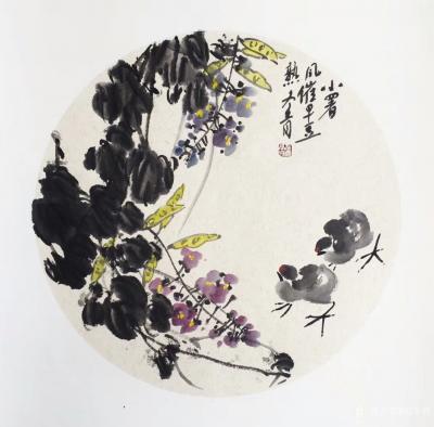 田革祥日记-国画花鸟画小品《小暑风催早豆熟》，《夏至蕉花正当时》，50*50cm。【图1】