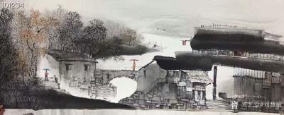 刘慧敏日记-《水乡清韵》，国画江南水乡系列作品5幅，尺寸68*138cm，请欣赏【图5】