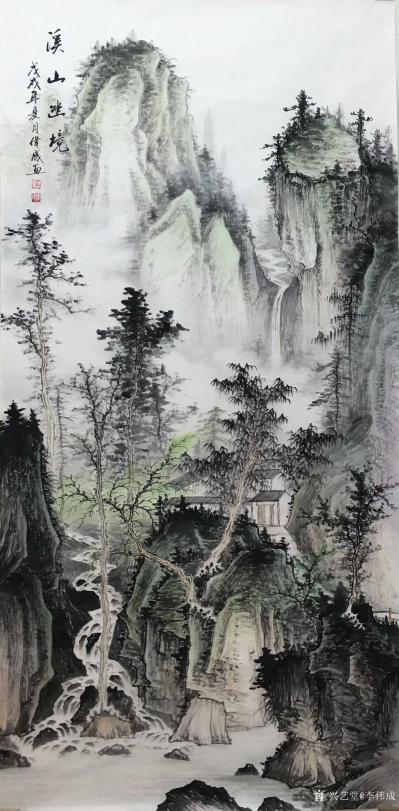 李伟成日记-《万壑松风》《溪山幽境》《碧水苍山》《万壑有声含晚赖，数峰无语立斜阳》，国画仿古【图2】