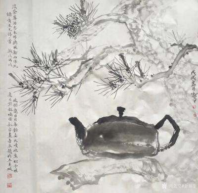 金新宇日记-金氏画壶，天下一壶，见者有福！祝各位大神周末快乐，图为纪大人画松、石总赋诗、俺画【图2】