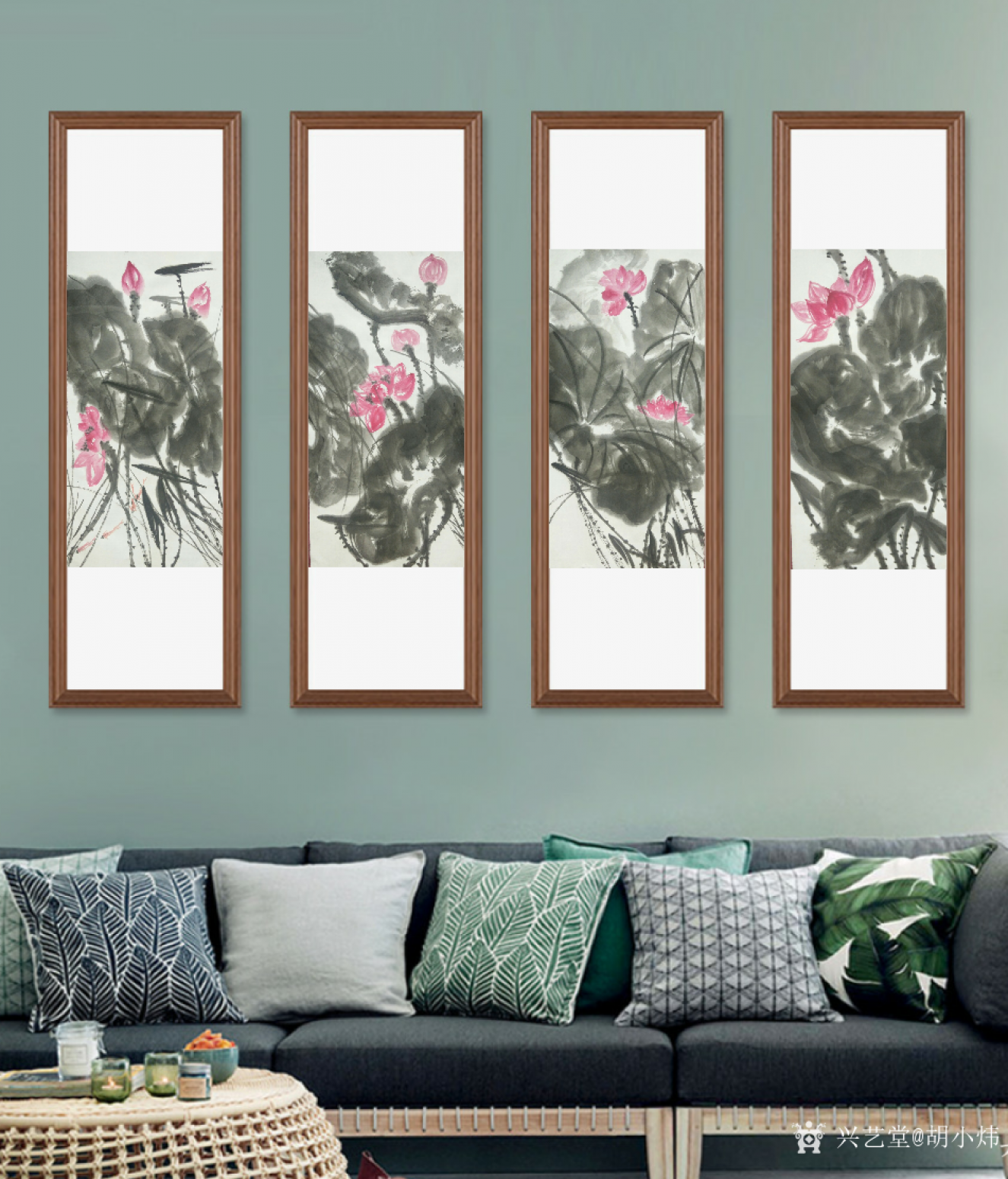 胡小炜（润德）国画作品《荷香十里》