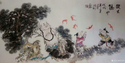 侯同印日记-国画人物画近作《乐在福中》尺寸68x138cm,，《八仙过海》尺寸97x180c【图1】