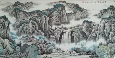 谷风日记-国画彩墨山水画近作《白云清溪》《云间铁瓮近青天，缥缈飞楼百尺连。三峡江声流笔底，【图4】