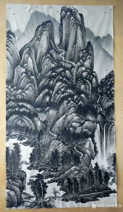 张建辉日记-六尺整宣山水稿，最后的细心收拾和打点了【图1】