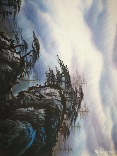 宁建华日记-一副“巨作”已胜利完成，《云海日出》60x50cm，国画彩墨山水画，请老师们先睹【图2】