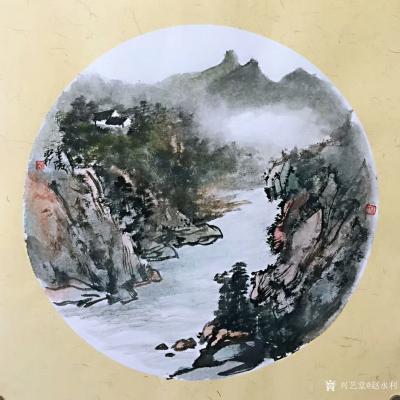 赵永利日记-天气太热，避暑去。《碧涧生潮朝至暮 青山如画古犹今》《心远方知宇宙宽》国画山水画【图3】