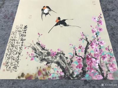 牟凌艳日记-国画写意动物画《子燕》，“燕舞翩翩清风晚，子夜桂花醉心田，我扶琴弦恋红颜，爱意缠【图4】