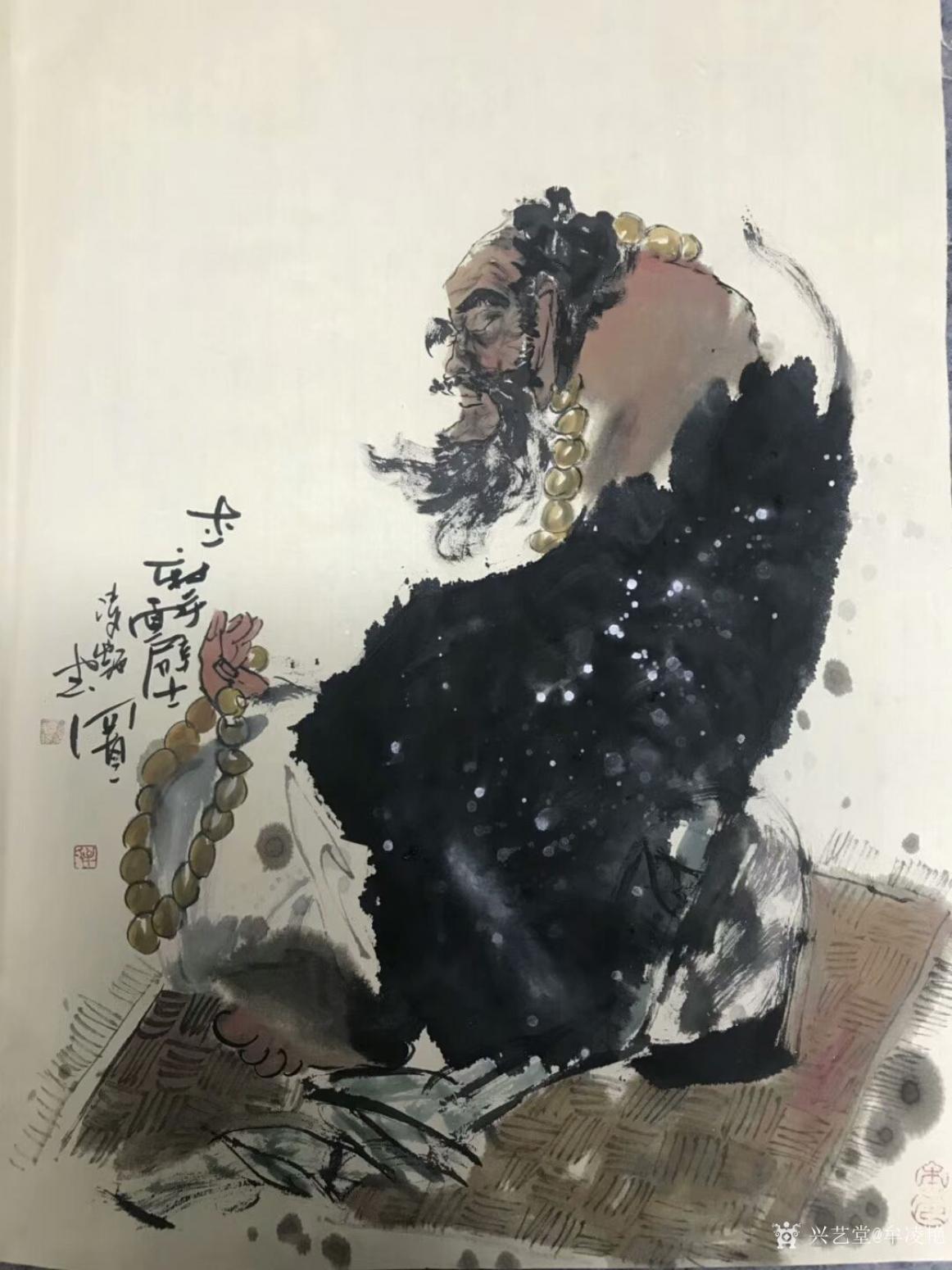 牟凌艳国画作品《达摩面壁图》