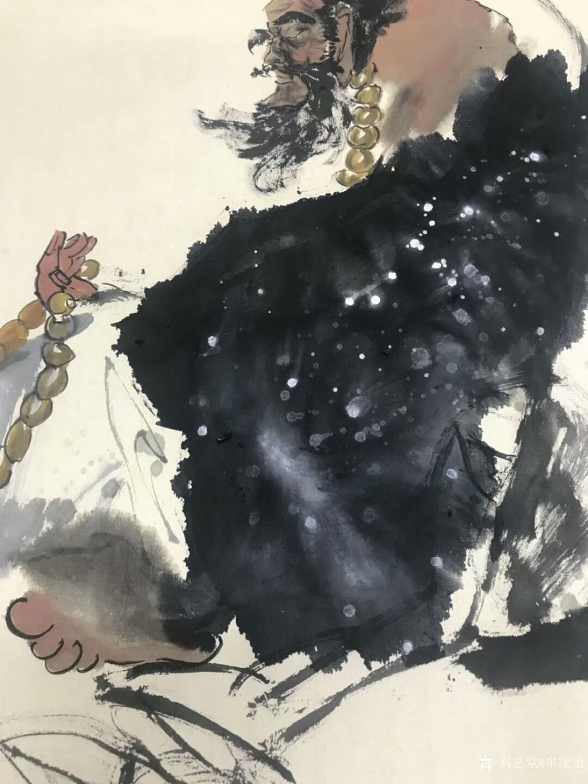 牟凌艳国画作品《达摩面壁图》【图4】