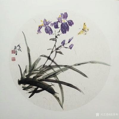 高勇利日记-国画花鳥小品一组《鳶尾》《紫藤》《卷丹》《凌霄》《枇杷》《芙蓉》《白牡丹》《鸡冠【图8】