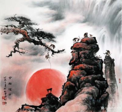 罗树辉日记-今天请来专业摄影师到我工作室拍摄作品照片。六幅《金猴濯日》《龙之舞》《道骨仙风》【图1】