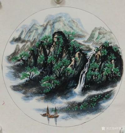 许贵才日记-近期画的国画山水画斗方《春》《夏》《秋》《冬》，尺寸50＊50cm，手机拍的效果【图2】