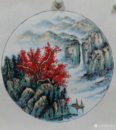 许贵才日记-近期画的国画山水画斗方《春》《夏》《秋》《冬》，尺寸50＊50cm，手机拍的效果【图3】