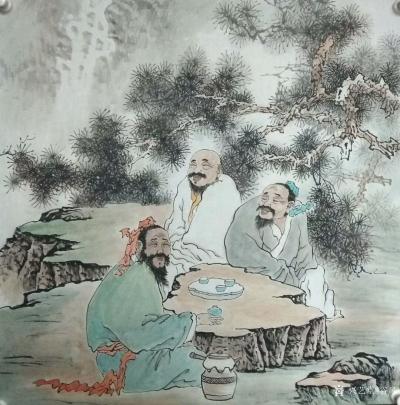 谷风日记-国画人物画《昭君出塞》，尺寸68＊138cm，
《松下品茗图》，尺寸68＊68【图2】