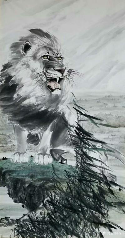 石川日记-国画动物画系列之雄狮《王者之风》，
  成功的作品中，画家刻画的眼睛往往能令人【图3】