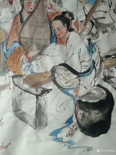 任燕日记-原创《八美图》,国画人物画，尺寸68x138cm，由国家特一级鉴定师刘学忠先生收【图6】