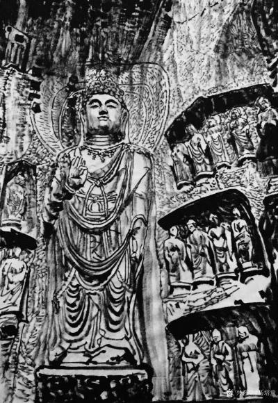 马培童日记-黑白力量、滋养灵魂。
  爱上焦墨，画中国四大石窟，与佛教结缘，黑，走向黎明，【图3】