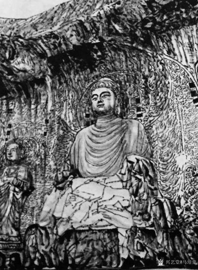 马培童日记-黑白力量、滋养灵魂。
  爱上焦墨，画中国四大石窟，与佛教结缘，黑，走向黎明，【图4】