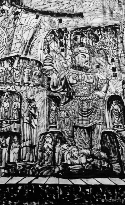 马培童日记-黑白力量、滋养灵魂。
  爱上焦墨，画中国四大石窟，与佛教结缘，黑，走向黎明，【图5】