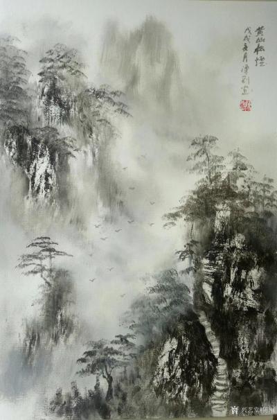 陈刚日记-近作《黄山松烟》，国画山水画，《农家院》。
享受38度高温烧烤，接着狂风暴雨，【图1】