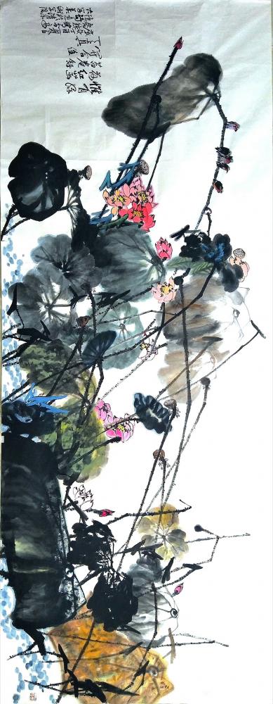 甘庆琼日记-《春满乾坤》《惟有绿荷红菡萏,卷舒开合任天真》国画花鸟画作品欣赏。
老区萍乡，【图1】