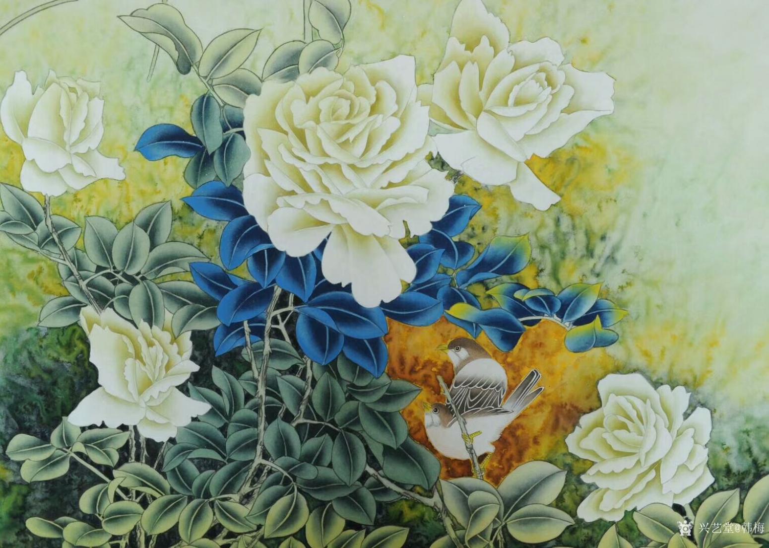 韩梅国画作品《鸟语花香》【图1】