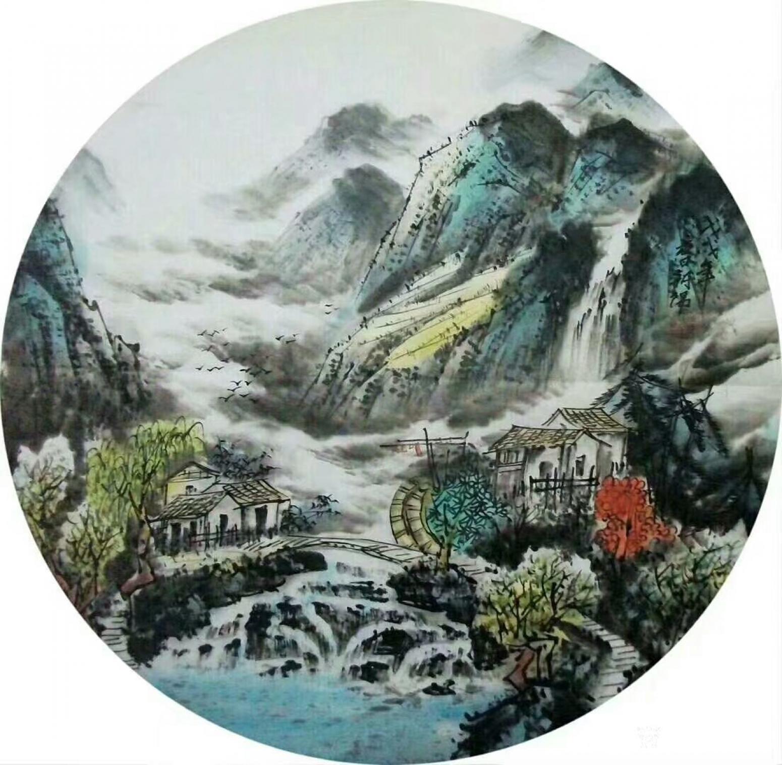 吴朝阳国画作品《世外桃源》