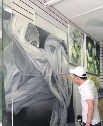 周海波日记-水粉画《舞动的纱布》终于完成！尺寸160x160cm，请欣赏【图1】