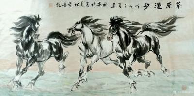 刘建国日记-近作《春风得意马蹄急》《草原漫步》《与你同行》《天行健君子以自强不息》，四尺68【图2】