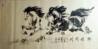 刘建国日记-近作《春风得意马蹄急》《草原漫步》《与你同行》《天行健君子以自强不息》，四尺68【图3】