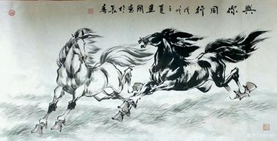 刘建国日记-近作《春风得意马蹄急》《草原漫步》《与你同行》《天行健君子以自强不息》，四尺68【图4】