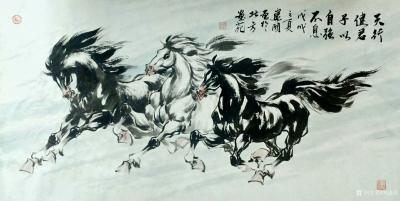 刘建国日记-近作《春风得意马蹄急》《草原漫步》《与你同行》《天行健君子以自强不息》，四尺68【图5】