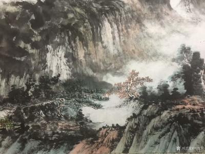 刘传军日记-国画山水画新作《云山雾海》第一遍设色。装裱后高1.20米长3.10米。第一幅整体【图6】