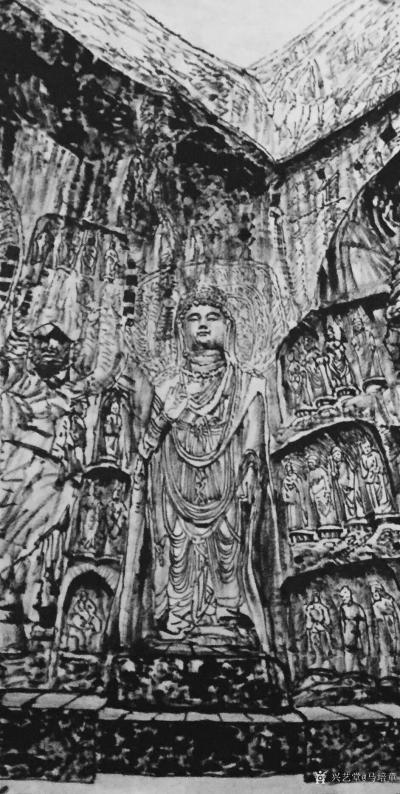 马培童日记-焦墨大写小写运用，刻法笔法综合发挥。
    焦墨画的笔墨需要发挥综合，才能取【图1】