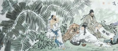 陈宏洲收藏-《饮中八仙图》国画人物画，江苏黄耀振书家雅正，拖的太久见谅【图3】