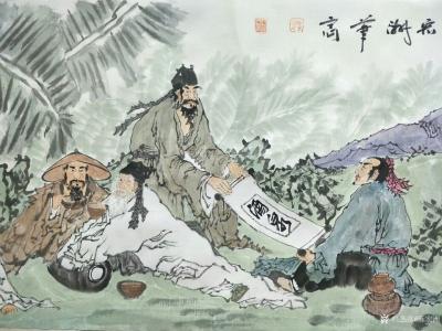 陈宏洲收藏-《饮中八仙图》国画人物画，江苏黄耀振书家雅正，拖的太久见谅【图5】