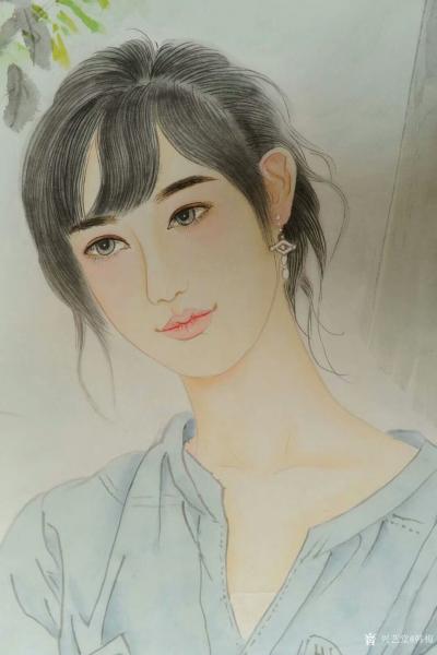 韩梅日记-新作四尺整张工笔人物画，《等你》，请欣赏【图2】