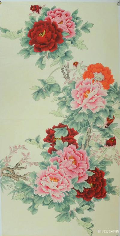 韩梅日记-四尺整张工笔画牡丹系列《国色添香》，请欣赏【图1】