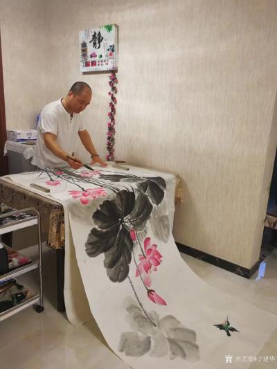 宁建华日记-小八尺《荷塘清趣》，彩墨花鸟画，送给老师们欣赏指导【图3】