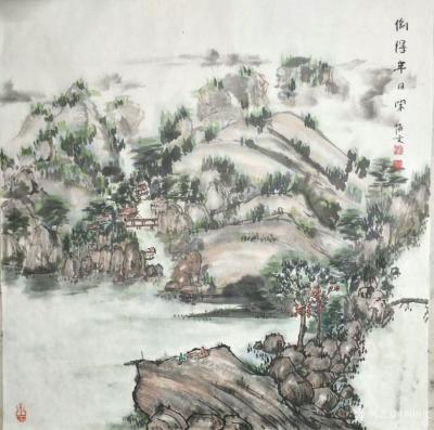 刘协文日记-《路漫漫其修远兮，吾将上下而求索》《偷得半日闲》《响水岭》，国画山水画四尺斗方6【图2】