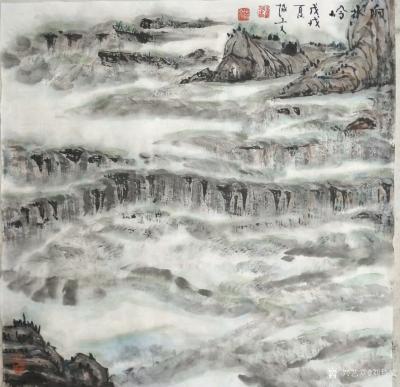 刘协文日记-《路漫漫其修远兮，吾将上下而求索》《偷得半日闲》《响水岭》，国画山水画四尺斗方6【图4】