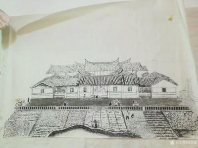 徐景莲日记-终于完成了这幅巜故乡风情图》。这个地方很快就要改建高速公路了！这是个美丽的村庄，【图1】