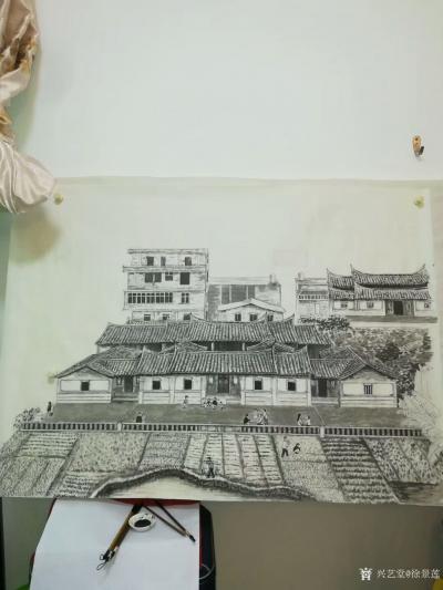 徐景莲日记-终于完成了这幅巜故乡风情图》。这个地方很快就要改建高速公路了！这是个美丽的村庄，【图2】