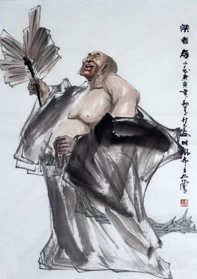 石川日记-国画人物画系列《归鸿》《乐者寿》《关羽》
“独立寒秋多少回，日夜念君君不归，金【图2】