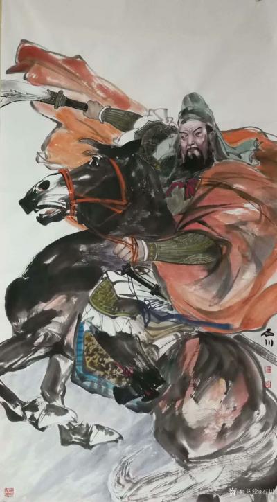 石川日记-国画人物画系列《归鸿》《乐者寿》《关羽》
“独立寒秋多少回，日夜念君君不归，金【图3】