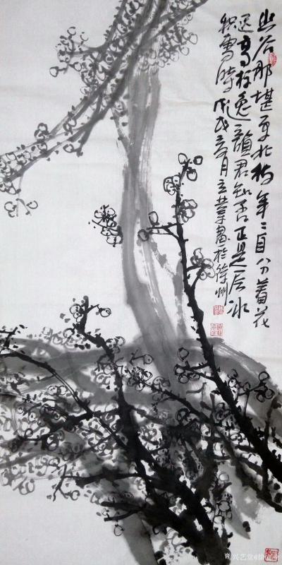 徐立业日记-近作白梅两幅《晴雪》《幽谷那堪更北枝，年年自分着花迟。高标逸韵君知否，正是层冰积【图1】