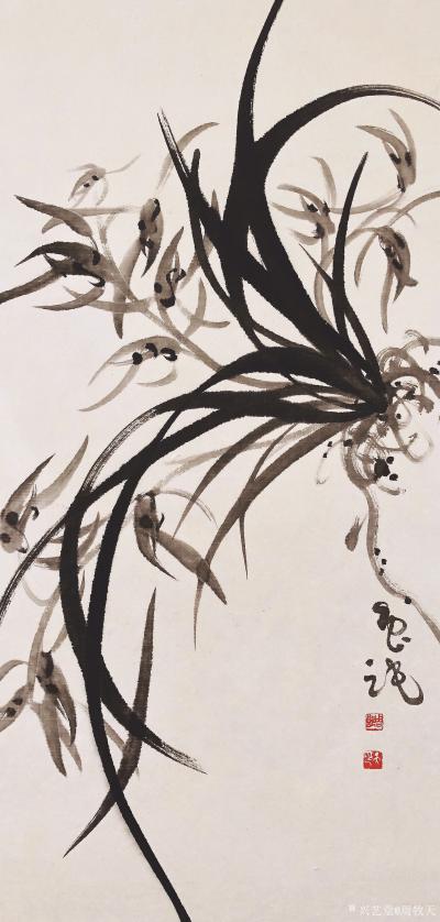 周牧天日记-周牧天国画兰花，36幅【图14】