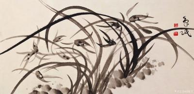 周牧天日记-周牧天国画兰花，36幅【图23】